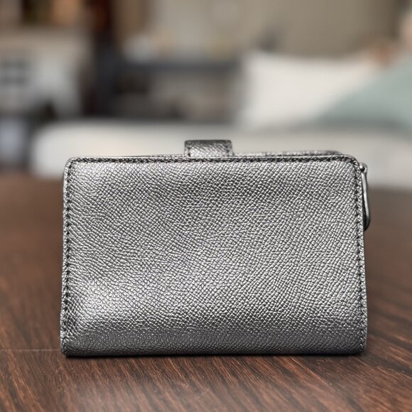 Coach - Crossgrain Leather Medium Corner Zip Wallet - Black - Picture 6 of 7